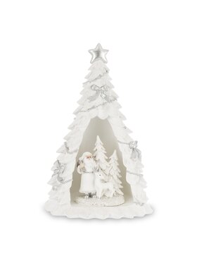 MIAhome MIAhome Figurka choinka LED z Mikołajem wewnątrz 25x16x14 cm Biały