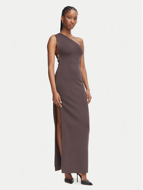 Elisabetta Franchi Elisabetta Franchi Vakarinė suknelė AM-07B-66E2-V700 Tamsiai ruda Slim Fit