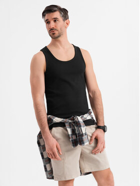 Ombre Ombre Tank top OM-TSBT-0239 Czarny Regular Fit