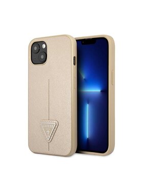 Guess Guess Etui na telefon Saffiano Triangle Logo Case Beżowy