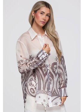 Ombre Ombre Koszula OW-SH-E0061 Beżowy Loose Fit