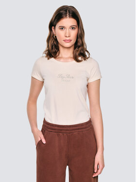 BIG STAR BIG STAR T-Shirt MALVINA Kremowy Basic Fit