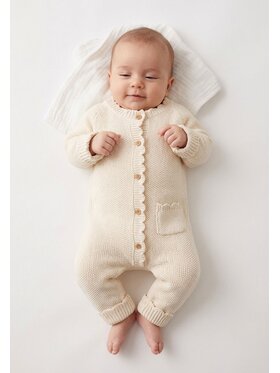 minoti minoti Pajac 31BABYKNIT8 Kremowy Regular Fit