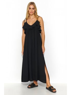 Makadamia Makadamia Sukienka letnia M834 Czarny Loose Fit