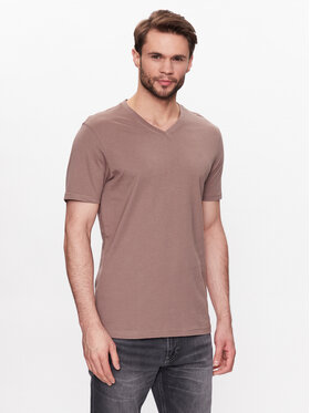 Volcano Volcano Tričko Slit M02370-S23 Hnedá Regular Fit