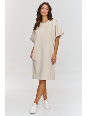 Makadamia Makadamia Sukienka codzienna M864 Beżowy Comfortable Fit
