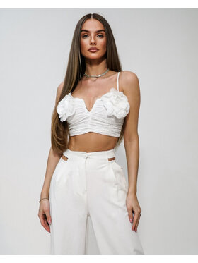 LilaLou LilaLou Top Róża Bílá Slim Fit