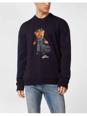 PHILIPP PLEIN PHILIPP PLEIN Sweter 26975 Granatowy Regular Fit