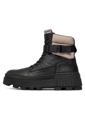 Tommy Hilfiger Pohodni čevlji Th Elevated Chunky Lth Bkle Boot FM0FM04909 Črna