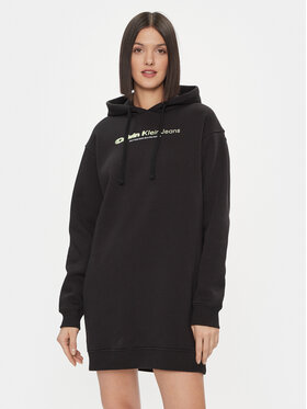 Calvin Klein Jeans Calvin Klein Jeans Rochie de zi Double Ck Hoodie Dress J20J223257 Negru Oversize