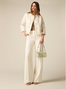 Oltre Oltre Spodnie materiałowe P022R008885N021 Biały Baggy Fit