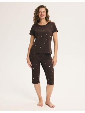 Esotiq Esotiq Piżama 46256 Brązowy Regular Fit