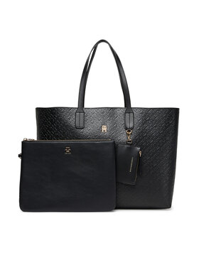 Tommy Hilfiger Tommy Hilfiger Torebka Th Icon Tote Mono AW0AW17687 Czarny