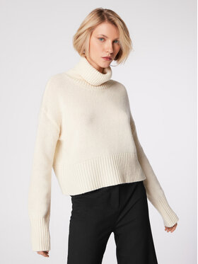 Simple Simple Pull à col roulé SWD550-01 Blanc Relaxed Fit