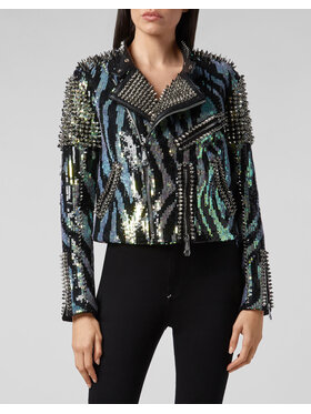 PHILIPP PLEIN PHILIPP PLEIN Kurtka skórzana 12039 Kolorowy Slim Fit