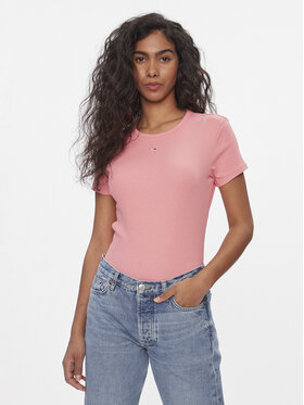 Tommy Jeans Tommy Jeans T-Shirt Essential DW0DW17383 Różowy Slim Fit