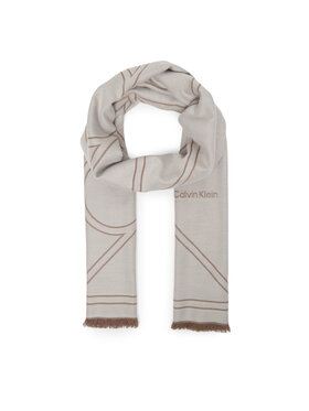Calvin Klein Calvin Klein Fular Emblem Repeat Lw Shawl W Fringes LV04F8074G Alb