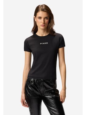 PINKO PINKO T-Shirt Intenso t-shirt jersey ricamo logo a filo Czarny Slim Fit