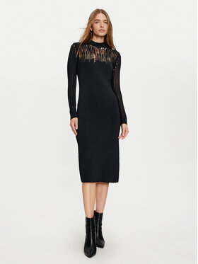 Sisley Sisley Rochie tricotată 1MNPMV00S Negru Slim Fit