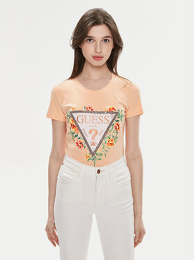 Guess Guess T-Shirt W4GI24 J1314 Πορτοκαλί Slim Fit