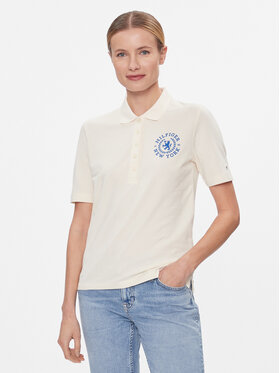 Tommy Hilfiger Tommy Hilfiger Тениска с яка и копчета Reg Crest Emb Polo Ss WW0WW41061 Екрю Regular Fit