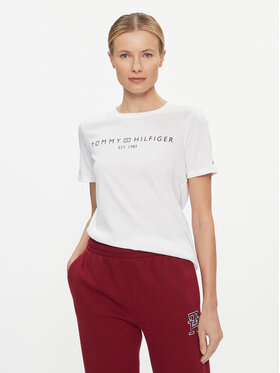 Tommy Hilfiger Tommy Hilfiger T-Shirt Logo WW0WW40276 Biały Regular Fit