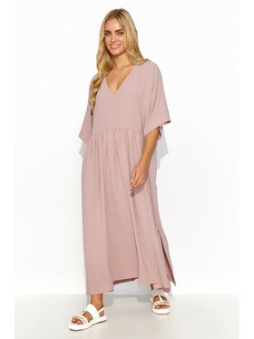 Makadamia Makadamia Sukienka letnia M835 Różowy Oversize