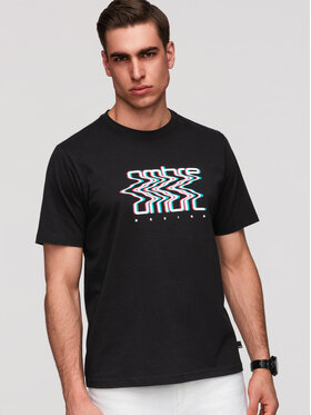 Ombre Ombre T-Shirt OM-TSPT-0286 Czarny Regular Fit