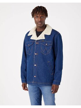 Wrangler Wrangler Kurtka jeansowa WRANGE SHERPA JACKET Niebieski Regular Fit