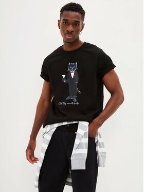 CAT by maniita lacitta CAT by maniita lacitta T-Shirt Printed men's t-shirt with CAT Czarny Regular Fit