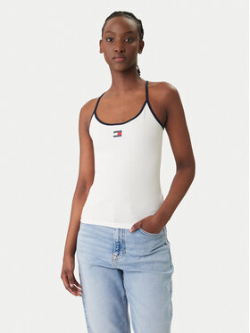 Tommy Jeans Tommy Jeans Top DW0DW22261 Alb Slim Fit