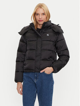 Calvin Klein Jeans Calvin Klein Jeans Geacă de iarnă Shiny Monologo J20J224616 Negru Regular Fit