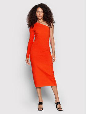 Victoria Victoria Beckham Victoria Victoria Beckham Rochie cocktail One Shoulder 1222KDR003593A Portocaliu Slim Fit