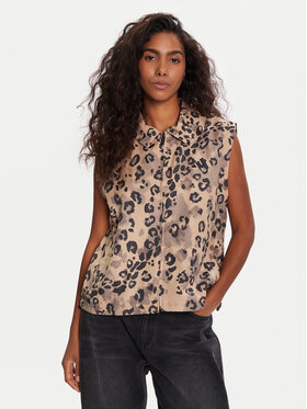 adidas adidas Vestă elegantă Animal Print 3-Stripes JV6957 Bej Loose Fit