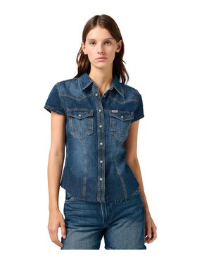 Wrangler Wrangler Koszula jeansowa 112362604 Niebieski Slim Fit