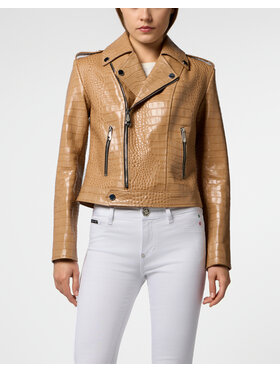 PHILIPP PLEIN PHILIPP PLEIN Giacca di pelle 29067 Beige Slim Fit