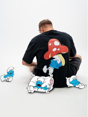 Smerfy Smerfy T-Shirt 111618 Czarny Oversize