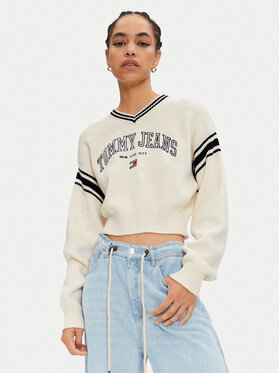 Tommy Jeans Tommy Jeans Svetr Varsity DW0DW18692 Écru Regular Fit