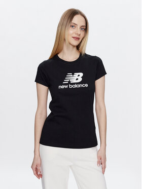 New Balance New Balance Marškinėliai Essentials Stacked Logo WT31546 Juoda Athletic Fit