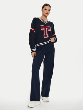 Tommy Jeans Hlače Badge DW0DW18532 Tamnoplava Wide Leg