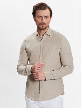 Calvin Klein Calvin Klein Cămașă Linen Solid Slim Shirt K10K109286 Bej Slim Fit