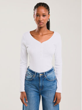 BIG STAR BIG STAR Longsleeve NATHALIE Biały Slim Fit