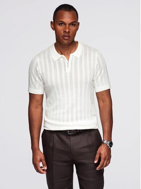Ombre Ombre Polo OM-POSS-0158 Biały Slim Fit