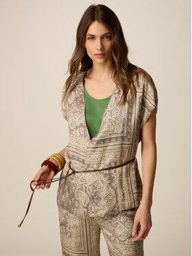 Oltre Oltre Bluzka 2011J000776N0R2 Kremowy Regular Fit
