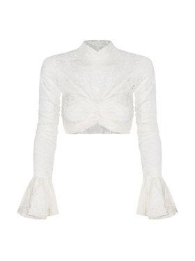 Laretaggio Laretaggio Bluzka BRESSO 2.0 LACE TOP IN CREAMY Biały Slim Leg