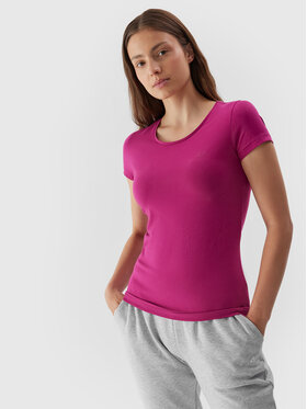 4F 4F T-Shirt 4FAW23TTSHF0906 Różowy Slim Fit