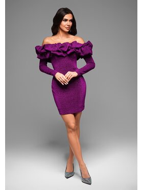 Ombre Ombre Sukienka koktajlowa LA-OM-DLR048 Fioletowy Regular Fit