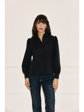 Entelier Entelier Bluzka z bufkami Czarny Regular Fit