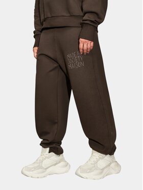 MADE BY SOCIETY MADE BY SOCIETY Spodnie materiałowe BURNT - P17534 Brązowy Basic Fit
