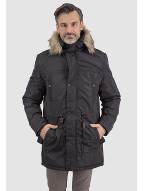 Perso Perso Zimní bunda typu parka z kapturem Černá Regular Fit